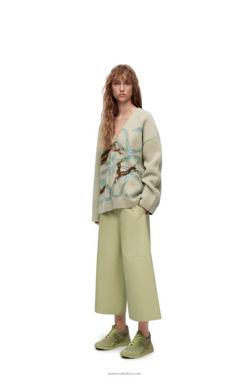 Loewe Women Anagram deer cardigan in wool 206XF997 Light Grey