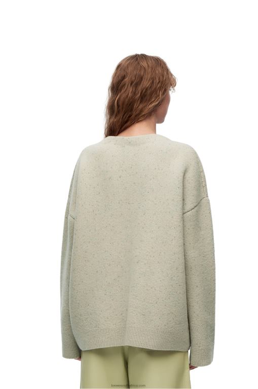 Loewe Women Anagram deer cardigan in wool 206XF997 Light Grey