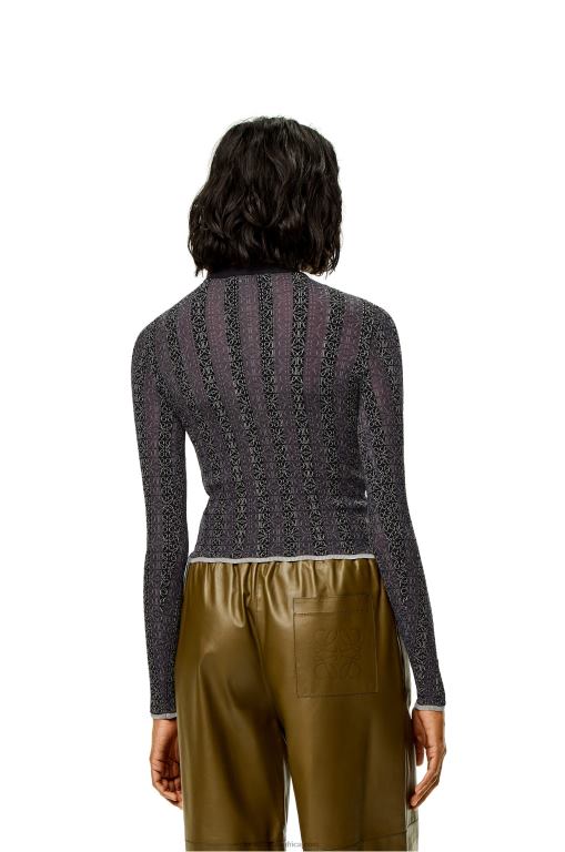 Loewe Women Anagram devore sweater in viscose 206XF1016 Black