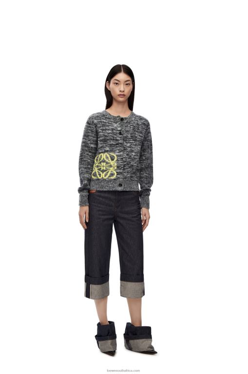 Loewe Women Anagram intarsia cardigan in wool 206XF990 Black/White