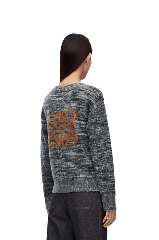 Loewe Women Anagram intarsia cardigan in wool 206XF990 Black/White