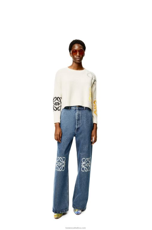 Loewe Women Anagram intarsia sweater in wool 206XF1020 Soft White/Multicolour