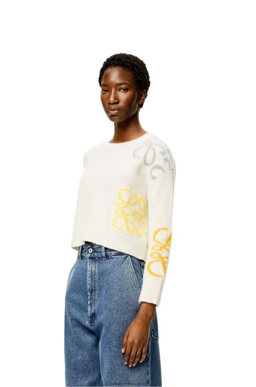 Loewe Women Anagram intarsia sweater in wool 206XF1020 Soft White/Multicolour