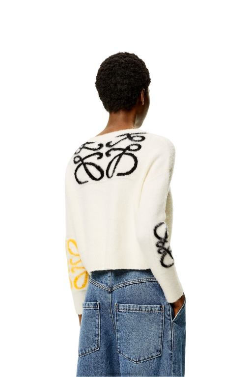 Loewe Women Anagram intarsia sweater in wool 206XF1020 Soft White/Multicolour