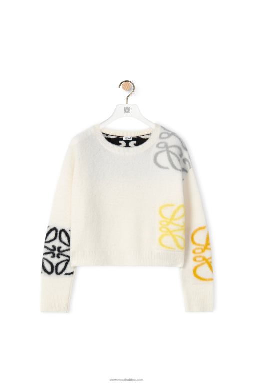 Loewe Women Anagram intarsia sweater in wool 206XF1020 Soft White/Multicolour
