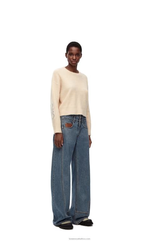 Loewe Women Anagram intarsia sweater in wool 206XF994 Ecru/Light Grey