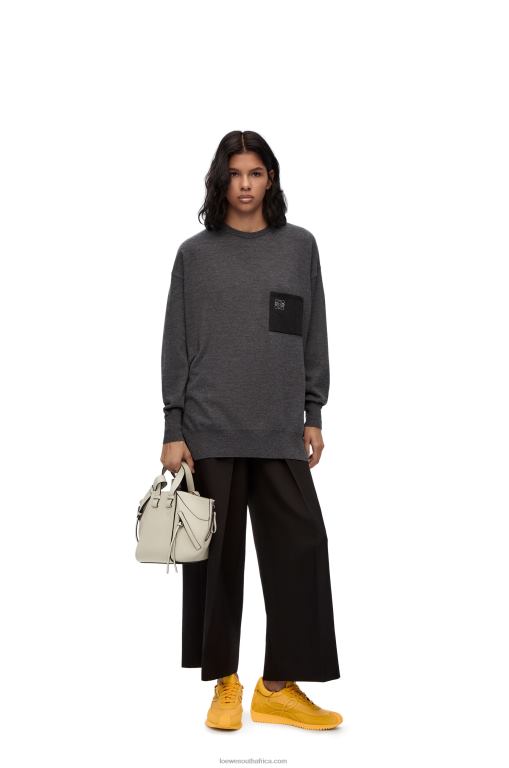 Loewe Women Anagram pocket sweater in wool 206XF991 Dark Grey