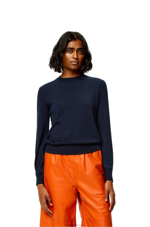 Loewe Women Anagram sweater in cashmere 206XF1014 Navy Blue