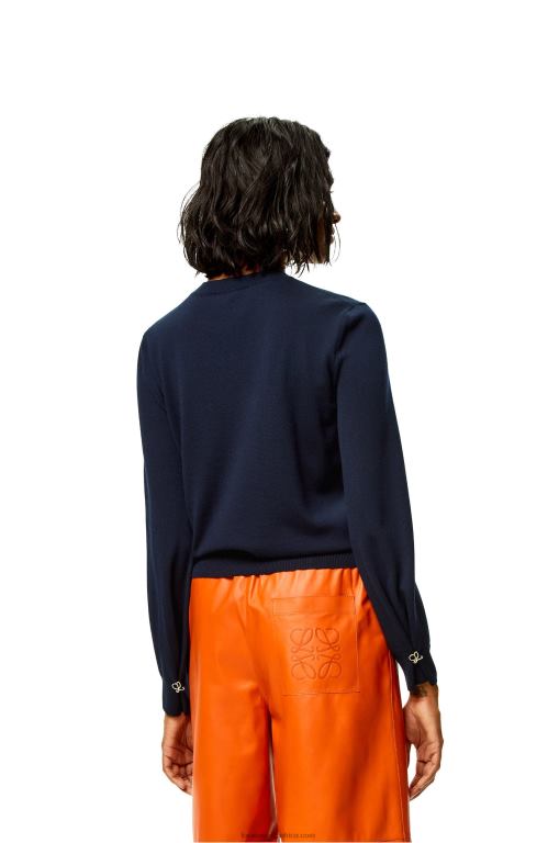 Loewe Women Anagram sweater in cashmere 206XF1014 Navy Blue