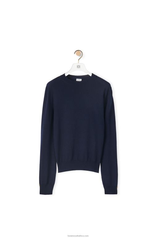 Loewe Women Anagram sweater in cashmere 206XF1014 Navy Blue