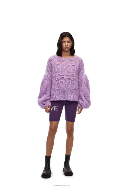 Loewe Women Anagram sweater in mohair 206XF1019 Parma Violet