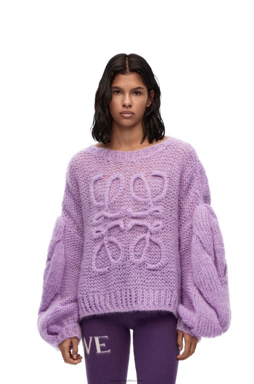 Loewe Women Anagram sweater in mohair 206XF1019 Parma Violet