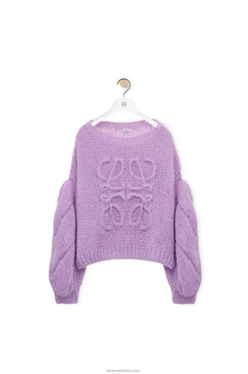 Loewe Women Anagram sweater in mohair 206XF1019 Parma Violet