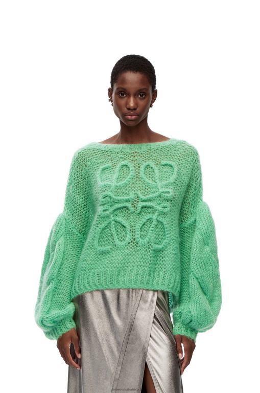 Loewe Women Anagram sweater in mohair 206XF966 Water Green