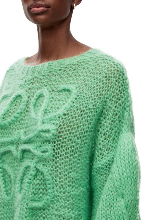 Loewe Women Anagram sweater in mohair 206XF966 Water Green