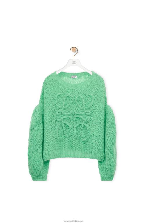 Loewe Women Anagram sweater in mohair 206XF966 Water Green