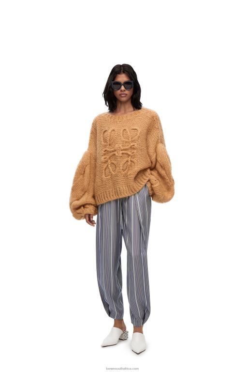 Loewe Women Anagram sweater in mohair 206XF967 Light Camel