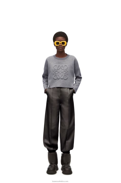 Loewe Women Anagram sweater in wool 206XF1005 Light Grey