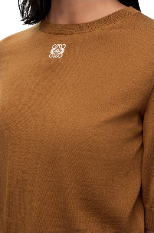 Loewe Women Anagram sweater in wool 206XF971 Brown