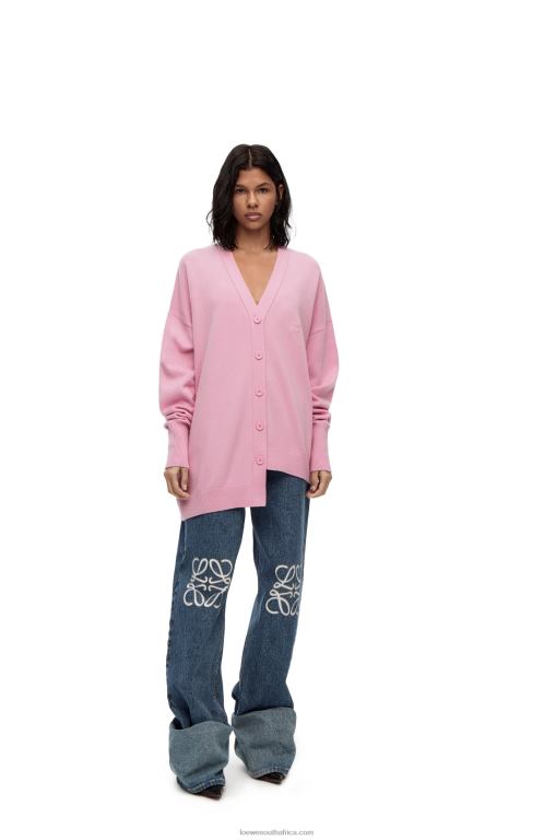 Loewe Women Asymmetric cardigan in cashmere 206XF974 Pink