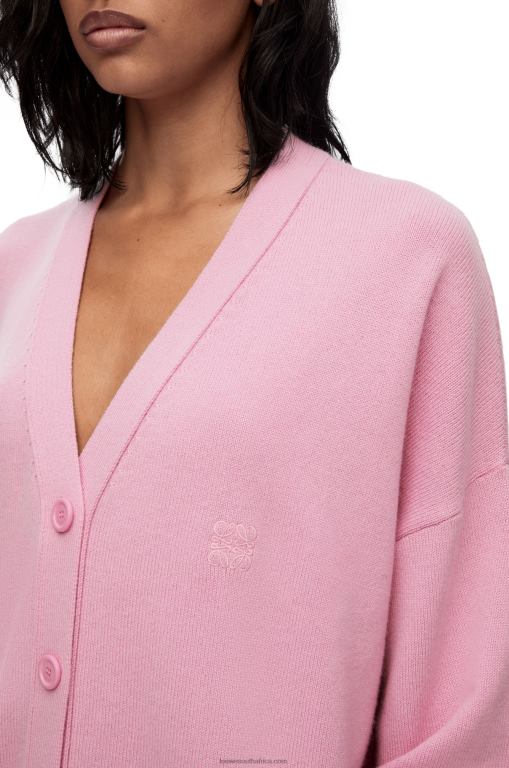 Loewe Women Asymmetric cardigan in cashmere 206XF974 Pink
