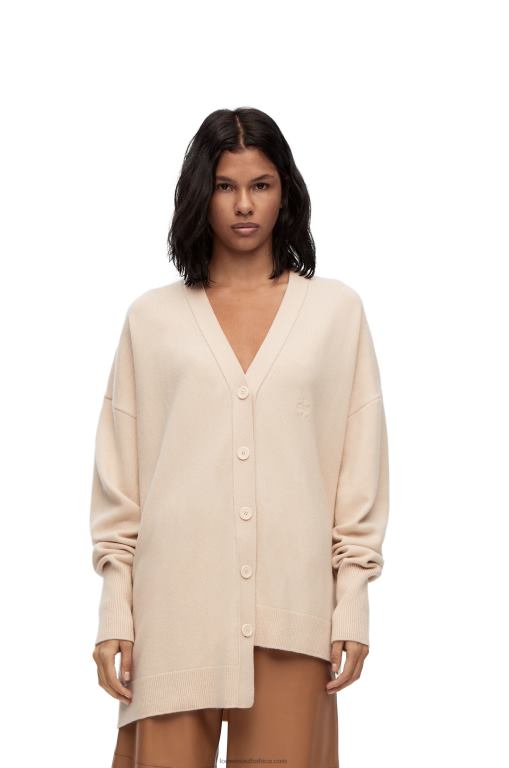 Loewe Women Asymmetric cardigan in cashmere 206XF975 Champagne