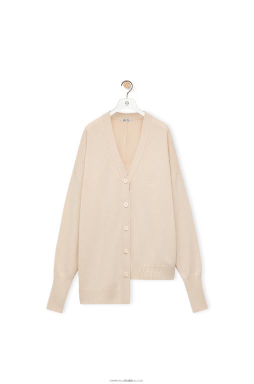 Loewe Women Asymmetric cardigan in cashmere 206XF975 Champagne