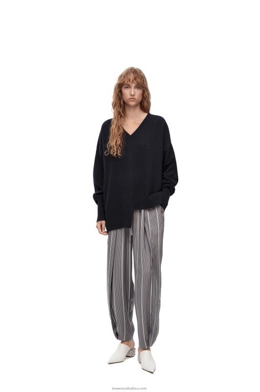 Loewe Women Asymmetric sweater in cashmere 206XF976 Dark Navy Blue