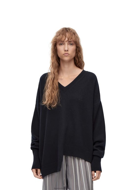 Loewe Women Asymmetric sweater in cashmere 206XF976 Dark Navy Blue