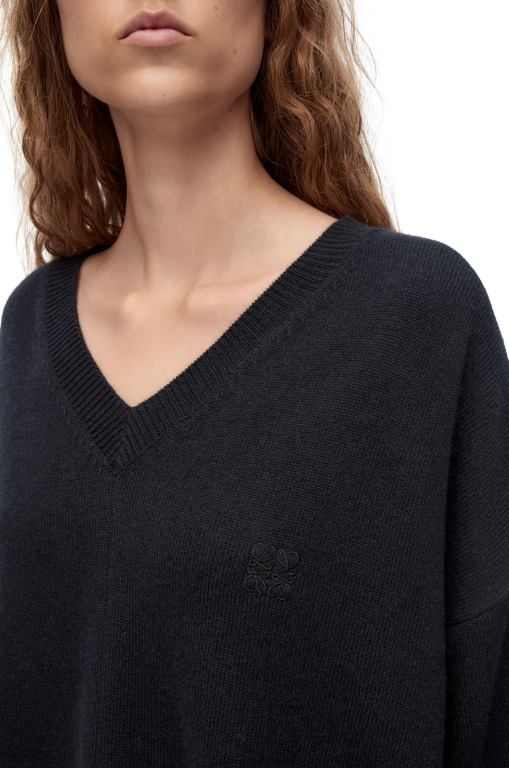 Loewe Women Asymmetric sweater in cashmere 206XF976 Dark Navy Blue