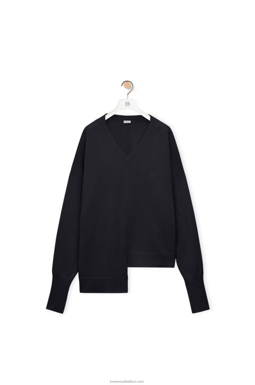Loewe Women Asymmetric sweater in cashmere 206XF976 Dark Navy Blue