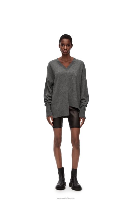 Loewe Women Asymmetric sweater in cashmere 206XF977 Dark Grey