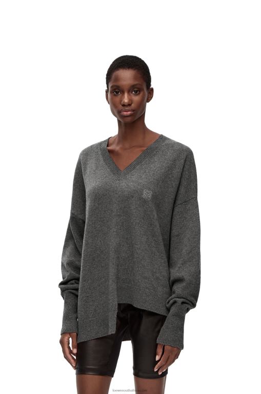 Loewe Women Asymmetric sweater in cashmere 206XF977 Dark Grey