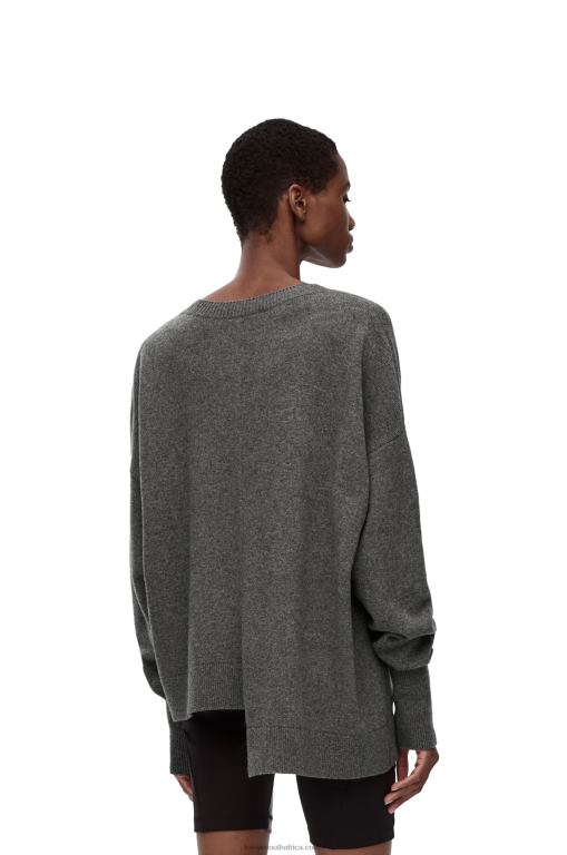 Loewe Women Asymmetric sweater in cashmere 206XF977 Dark Grey