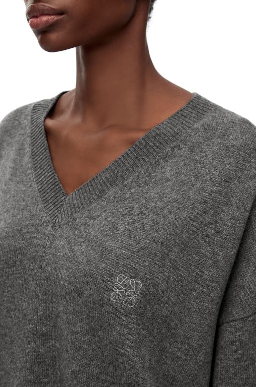 Loewe Women Asymmetric sweater in cashmere 206XF977 Dark Grey