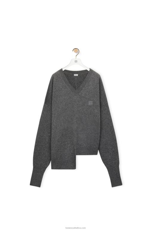 Loewe Women Asymmetric sweater in cashmere 206XF977 Dark Grey
