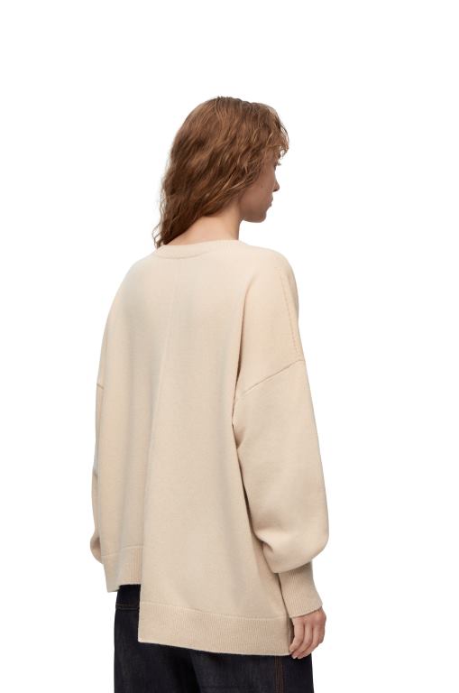 Loewe Women Asymmetric sweater in cashmere 206XF978 Champagne