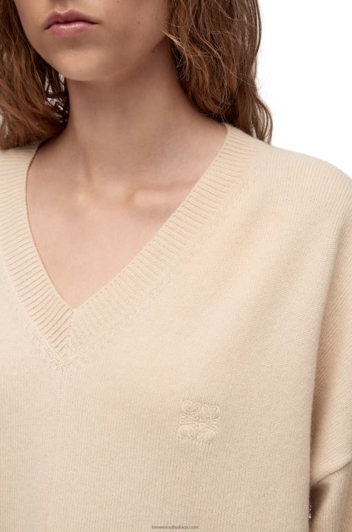 Loewe Women Asymmetric sweater in cashmere 206XF978 Champagne
