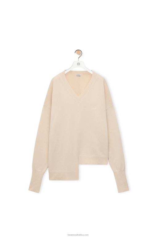 Loewe Women Asymmetric sweater in cashmere 206XF978 Champagne