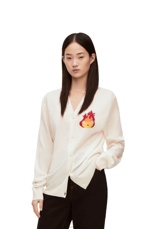 Loewe Women Calcifer cardigan in wool 206XF1024 Ecru