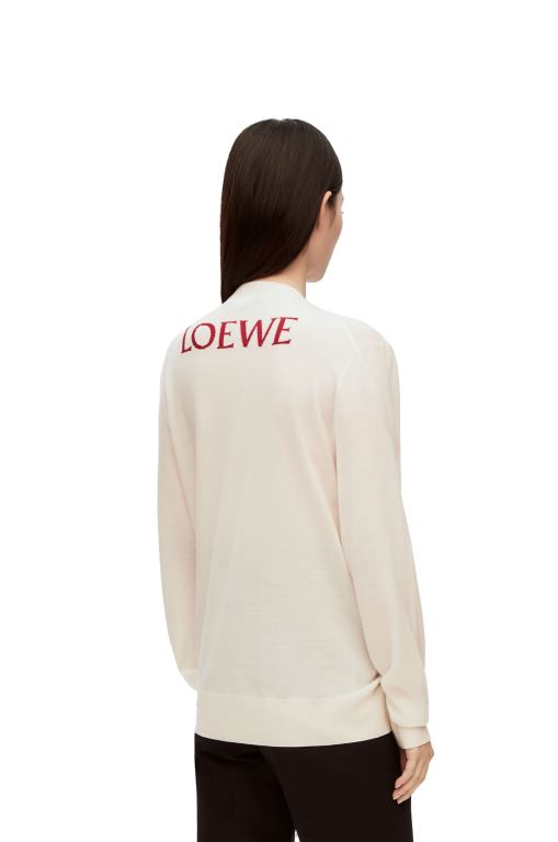 Loewe Women Calcifer cardigan in wool 206XF1024 Ecru