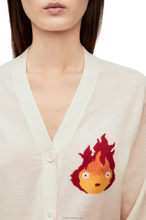 Loewe Women Calcifer cardigan in wool 206XF1024 Ecru
