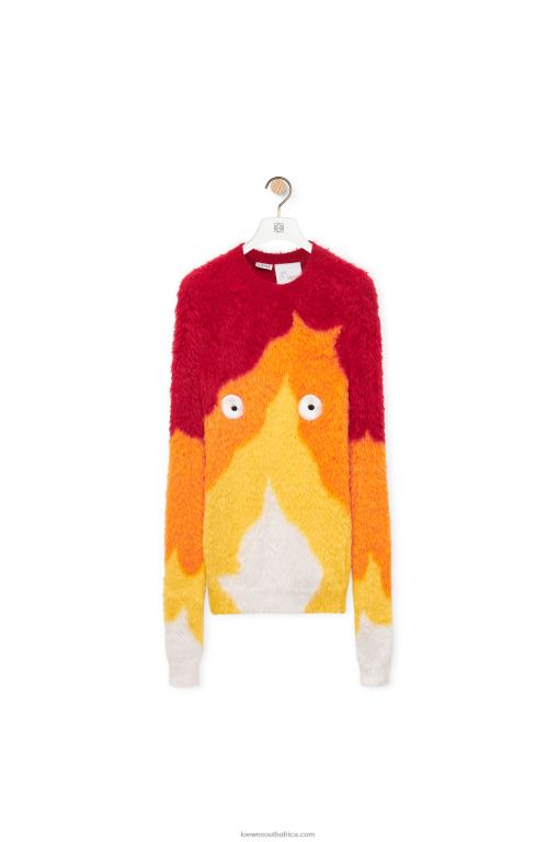 Loewe Women Calcifer sweater in intarsia knit 206XF1023 Orange Multitone