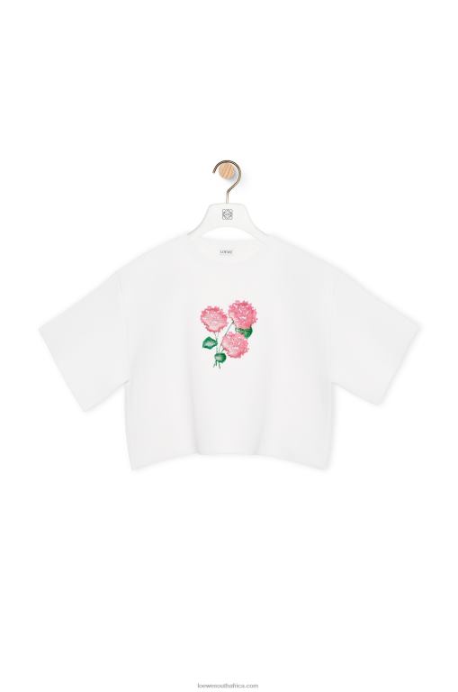 Loewe Women Cropped flower sweater in viscose cotton blend 206XF962 Optic White