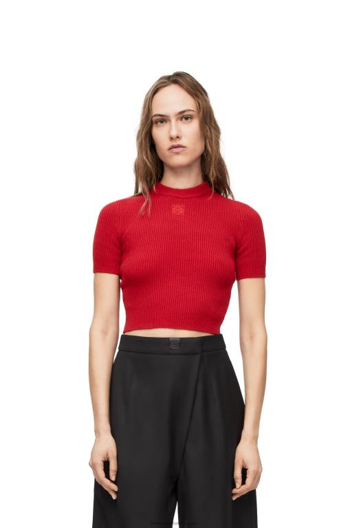 Loewe Women Cropped sweater in cashmere 206XF957 Red