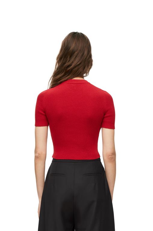 Loewe Women Cropped sweater in cashmere 206XF957 Red