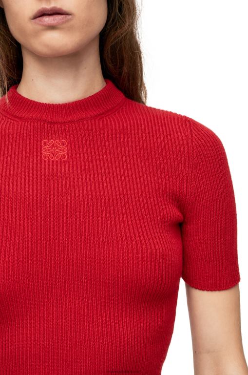 Loewe Women Cropped sweater in cashmere 206XF957 Red