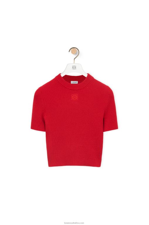 Loewe Women Cropped sweater in cashmere 206XF957 Red