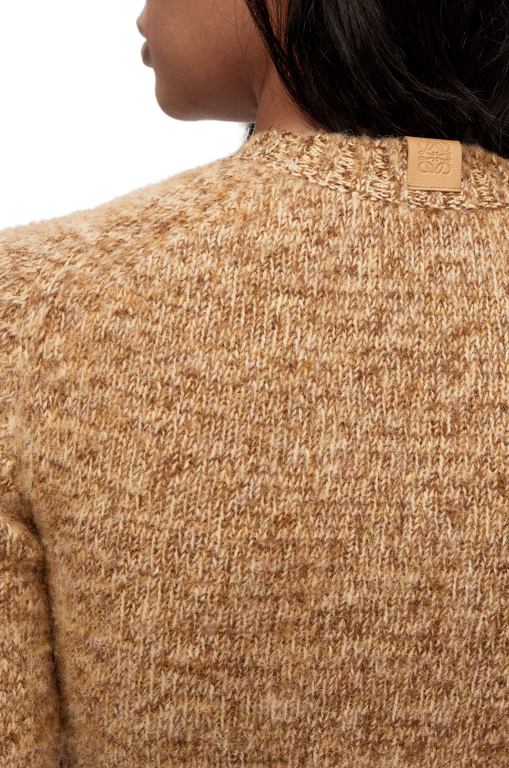 Loewe Women Cropped sweater in wool 206XF982 Beige Melange