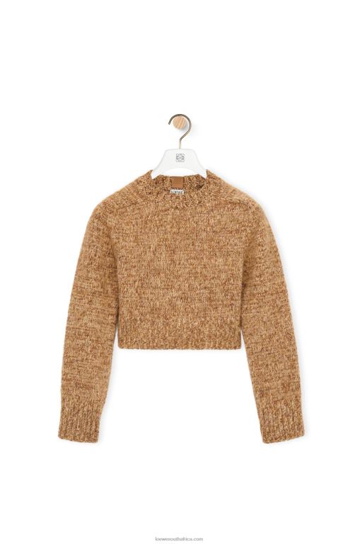 Loewe Women Cropped sweater in wool 206XF982 Beige Melange